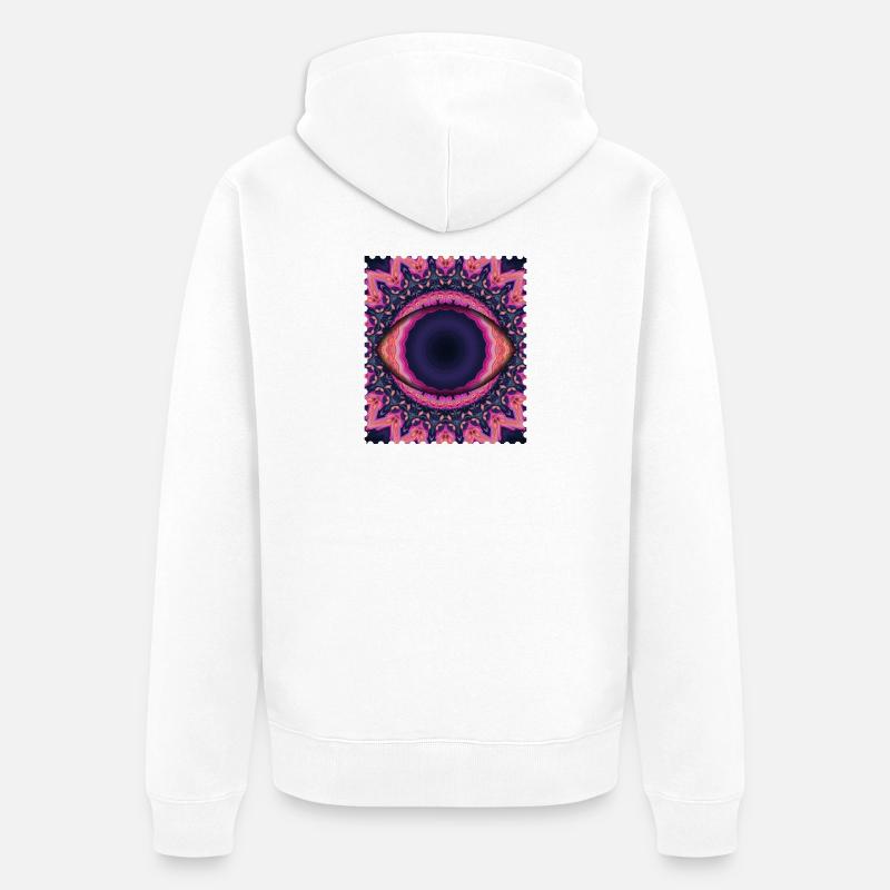 Psychedelic Eye Mandala - Veste à capuche bio Premium Unisexe - blanc