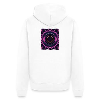 Kaleidoscopic Flower Circle - Unisex Premium Organic Zip Hoodie - white - Back - Thijin (182cm)