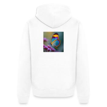 Ailes de verre en forme de papillon fantastique colorées - Veste à capuche bio Premium Unisexe - blanc - Dos - Thijin (182cm)