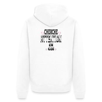 Cherche Attention en CDI - Veste à capuche bio Premium Unisexe - blanc - Dos - Thijin (182cm)