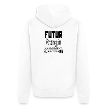 Zukünftiger Bruder lädt in Bearbeitung - Unisex Premium Bio Zip Hoodie - Weiß - Hinten - Thijin (182cm)