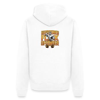 Registered Flex Offender - Funny Gym Tshirt - Unisex Premium Organic Zip Hoodie - white - Back - Thijin (182cm)