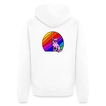 Regenbogenkatze mit Sonnenbrille - Unisex Premium Bio Zip Hoodie - Weiß - Hinten - Thijin (182cm)