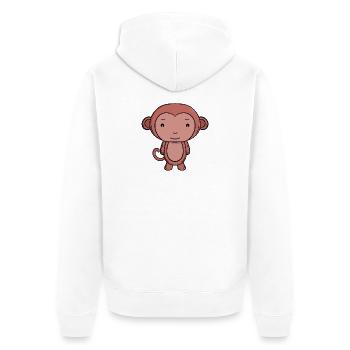 Mignon, singe brun Kawaii Animal de la jungle - Veste à capuche bio Premium Unisexe - blanc - Dos - Thijin (182cm)