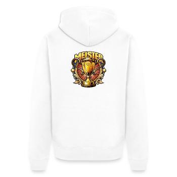 Meisterpokal Siegdesign - Unisex Premium Bio Zip Hoodie - Weiß - Hinten - Thijin (182cm)