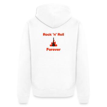 Rock 'n' Roll Forever – Burning Guitar, Rock Music - Unisex Premium Organic Zip Hoodie - white - Back - Thijin (182cm)