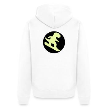 Kinder Snowboard Dinosaurier - Unisex Premium Bio Zip Hoodie - Weiß - Hinten - Thijin (182cm)