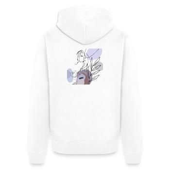 Abstrakte Silhouette mit Pastellformen - Unisex Premium Bio Zip Hoodie - Weiß - Hinten - Thijin (182cm)