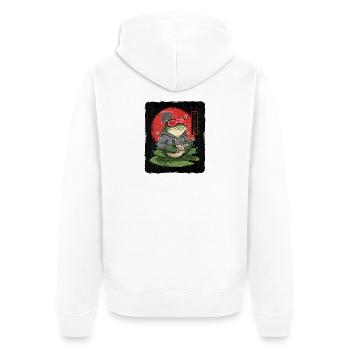 Retro-Gamer-Frosch im Hoodie - Unisex Premium Bio Zip Hoodie - Weiß - Hinten - Thijin (182cm)