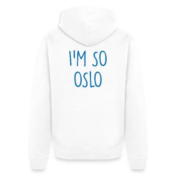 Oslo Norway Norge Norwegen - Unisex Premium Organic Zip Hoodie - white - Back - Thijin (182cm)