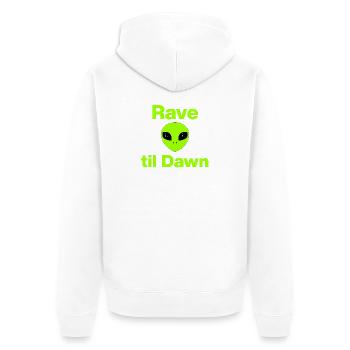 Rave à l’aube – Fête Alien ! Mayday, EDM - Veste à capuche bio Premium Unisexe - blanc - Dos - Thijin (182cm)