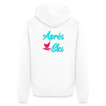 Apres Ski Snowboarding Geflügel - Unisex Premium Bio Zip Hoodie - Weiß - Hinten - Thijin (182cm)