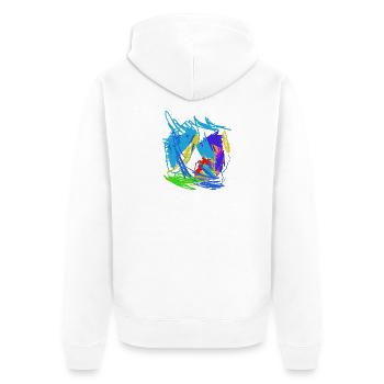 Buntes Chaos Farbige Skizzen - Unisex Premium Bio Zip Hoodie - Weiß - Hinten - Thijin (182cm)