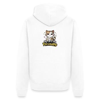 My Cat Is My Personality Motiv - Unisex Premium Bio Zip Hoodie - Weiß - Hinten - Thijin (182cm)