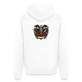 Viking Warrior Helmet - Unisex Premium Organic Zip Hoodie - white - Back - Thijin (182cm)