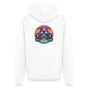 Octopus Retro Surf - Unisex Premium Organic Zip Hoodie - white - Back - Thijin (182cm)