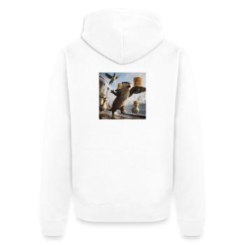 Lustiger Otter Pfannkuchen Chaos Hafen Design - Unisex Premium Bio Zip Hoodie - Weiß - Hinten - Thijin (182cm)