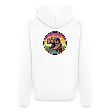 T-Rex Sunset with Sunglasses - Unisex Premium Organic Zip Hoodie - white - Back - Thijin (182cm)