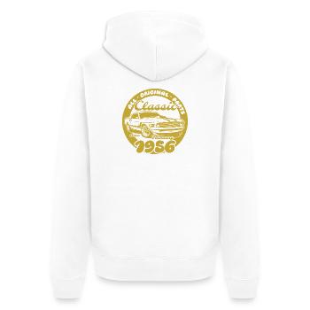 70e anniversaire - Classic Musclecar 02/1956 - Veste à capuche bio Premium Unisexe - blanc - Dos - Thijin (182cm)
