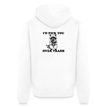 I'd Pick You Over Trash, Funny Raccoon - Unisex Premium Organic Zip Hoodie - white - Back - Thijin (182cm)