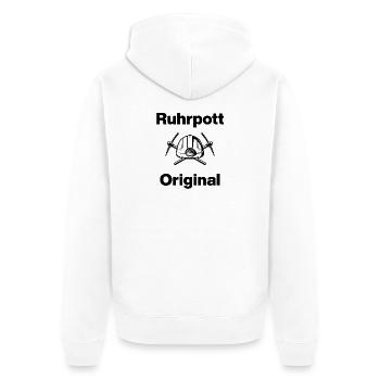 Ruhrpott Original, Bergmann Stolz ! NRW, Charbon - Veste à capuche bio Premium Unisexe - blanc - Dos - Thijin (182cm)