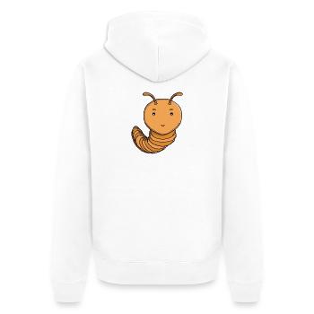 Cute Purple Centipede Happy Kawaii Caterpillar - Unisex Premium Organic Zip Hoodie - white - Back - Thijin (182cm)