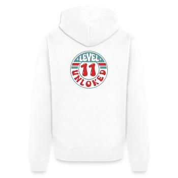 Level 11 Unlocked – Gamer Geburtstagsdesign - Unisex Premium Bio Zip Hoodie - Weiß - Hinten - Thijin (182cm)
