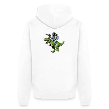 Astronaut auf Dino: Laserjagd - Unisex Premium Bio Zip Hoodie - Weiß - Hinten - Thijin (182cm)