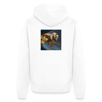 Extremes Libellen Makro Porträt Wildlife Grafik - Unisex Premium Bio Zip Hoodie - Weiß - Hinten - Thijin (182cm)