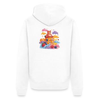Cuddly bear on pancakes - Unisex Premium Organic Zip Hoodie - white - Back - Thijin (182cm)