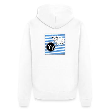 Y wie Yak - Unisex Premium Bio Zip Hoodie - Weiß - Hinten - Thijin (182cm)