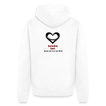 Liebe ist Rote Retro Typo - Unisex Premium Bio Zip Hoodie - Weiß - Hinten - Thijin (182cm)