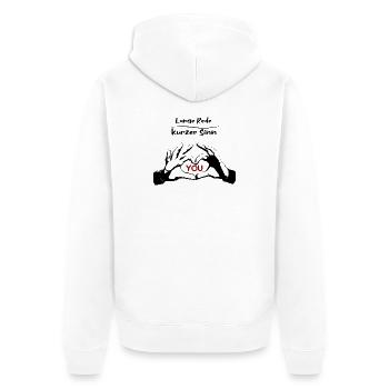 Rotes YOU Typografie auf Schwarz - Unisex Premium Bio Zip Hoodie - Weiß - Hinten - Thijin (182cm)