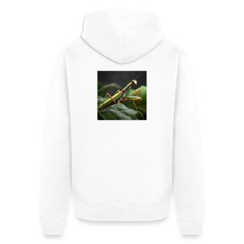 Gottesanbeterin Makro – Elegante Fangschrecke - Unisex Premium Bio Zip Hoodie - Weiß - Hinten - Thijin (182cm)