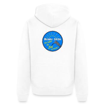 Pension 2026 , Target achieved - Unisex Premium Organic Zip Hoodie - white - Back - Thijin (182cm)