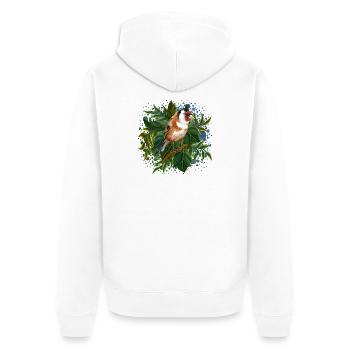 Bunter Vogel - Unisex Premium Bio Zip Hoodie - Weiß - Hinten - Thijin (182cm)