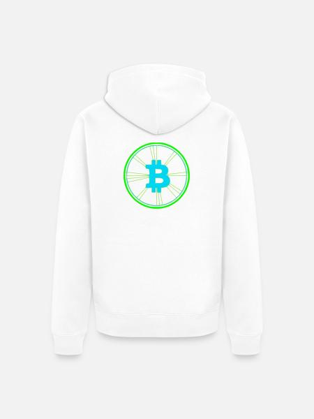 Bitcoin Wireframe Speed Future Vector - Unisex Premium Organic Zip Hoodie - white