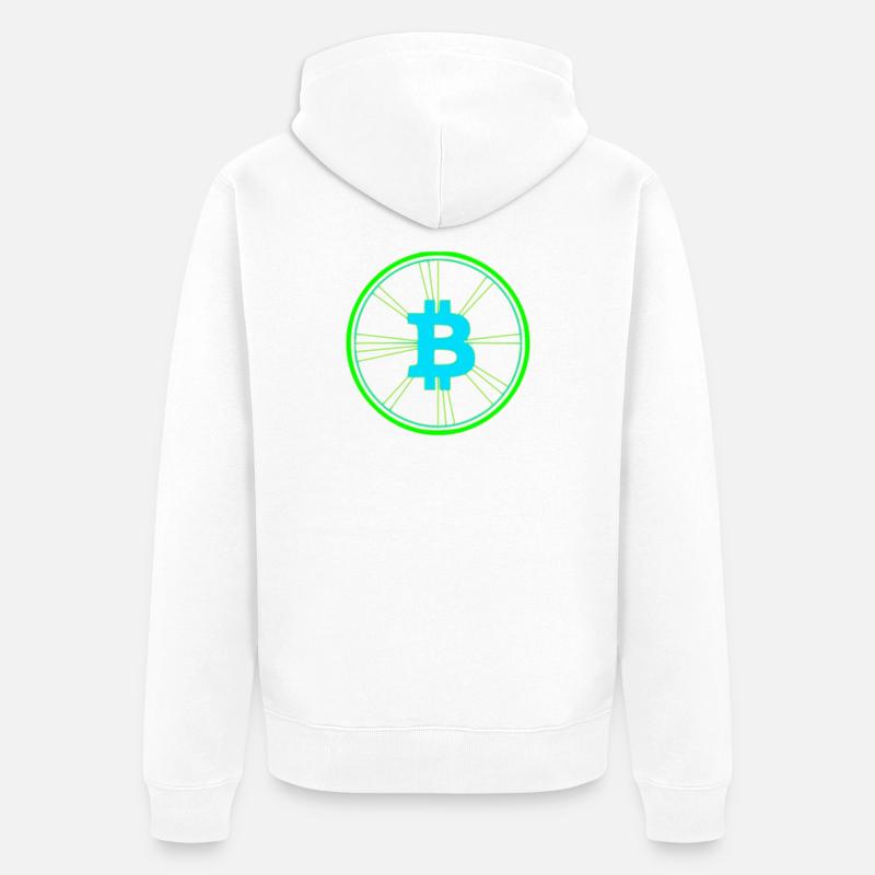 Bitcoin Wireframe Speed Future Vector - Unisex Premium Organic Zip Hoodie - white