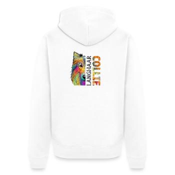 collie - Unisex Premium Organic Zip Hoodie - white - Back - Thijin (182cm)