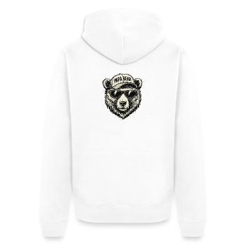 Papa bear Sunglasses Cap - Unisex Premium Organic Zip Hoodie - white - Back - Thijin (182cm)