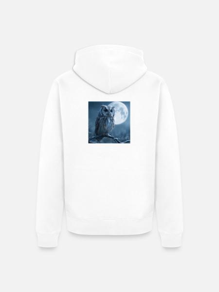 Schnee-Eule Vollmond Magische Winternacht - Unisex Premium Bio Zip Hoodie - Weiß