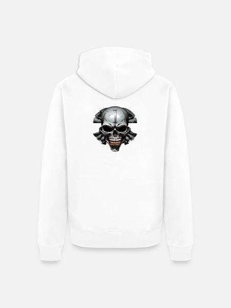 ISchädel im Felsenkreis - Unisex Premium Bio Zip Hoodie - Weiß