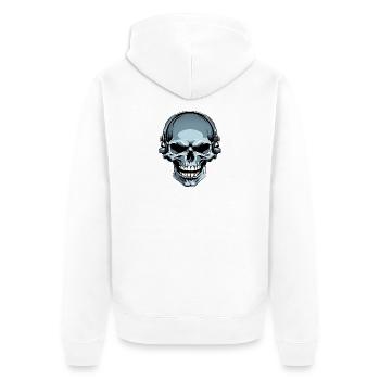 Skull with headphones illustration - Unisex Premium Organic Zip Hoodie - white - Back - Thijin (182cm)