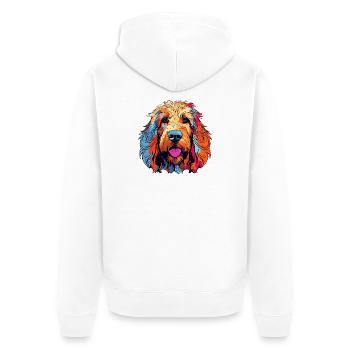 Colorful Dog Portrait - Unisex Premium Organic Zip Hoodie - white - Back - Thijin (182cm)
