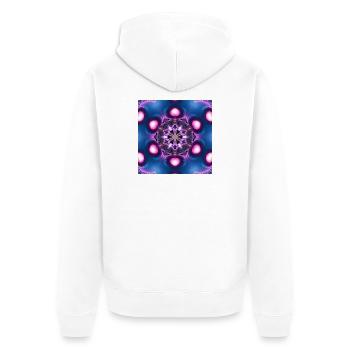 Neon Mandala Kaleidoscope - Unisex Premium Organic Zip Hoodie - white - Back - Thijin (182cm)