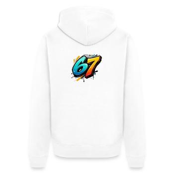 Graffiti 67 Farbexplosion - Unisex Premium Bio Zip Hoodie - Weiß - Hinten - Thijin (182cm)