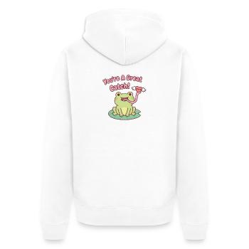 Cute Frog Catches Heart You Are A Great Catch - Unisex Premium Organic Zip Hoodie - white - Back - Thijin (182cm)