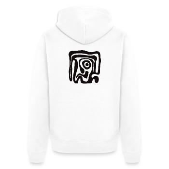 Schwarze Abstraktspirale - Unisex Premium Bio Zip Hoodie - Weiß - Hinten - Thijin (182cm)
