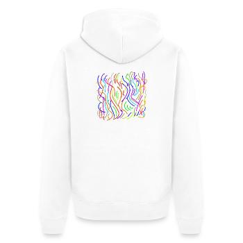 Farbströme auf nix - Unisex Premium Bio Zip Hoodie - Weiß - Hinten - Thijin (182cm)