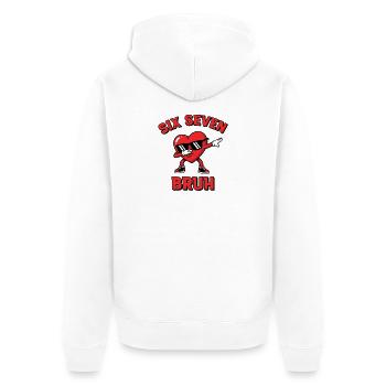 Six Seven Bruh – Funny Meme Saying - Unisex Premium Organic Zip Hoodie - white - Back - Thijin (182cm)